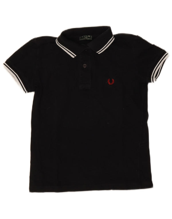 Fred Perry Womens Crop Polo Shirt UK 6 XS Black Bomuld