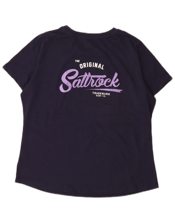 Saltrock Dame Grafisk T-Shirt Top UK 16 Stor Marineblå Bomuld