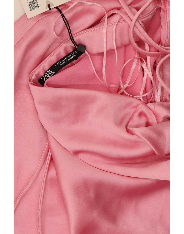 Zara Dame Maxi Stropløs Kjole UK 4 XS Pink