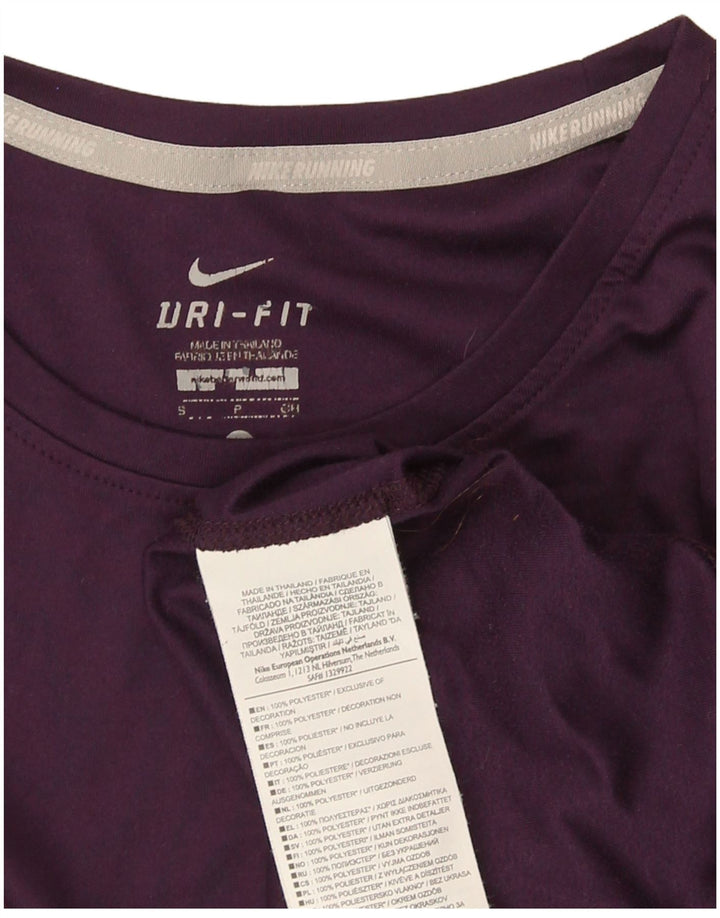 Nike Dame Dri Fit T-Shirt Top UK 8 Lille Lilla Polyester