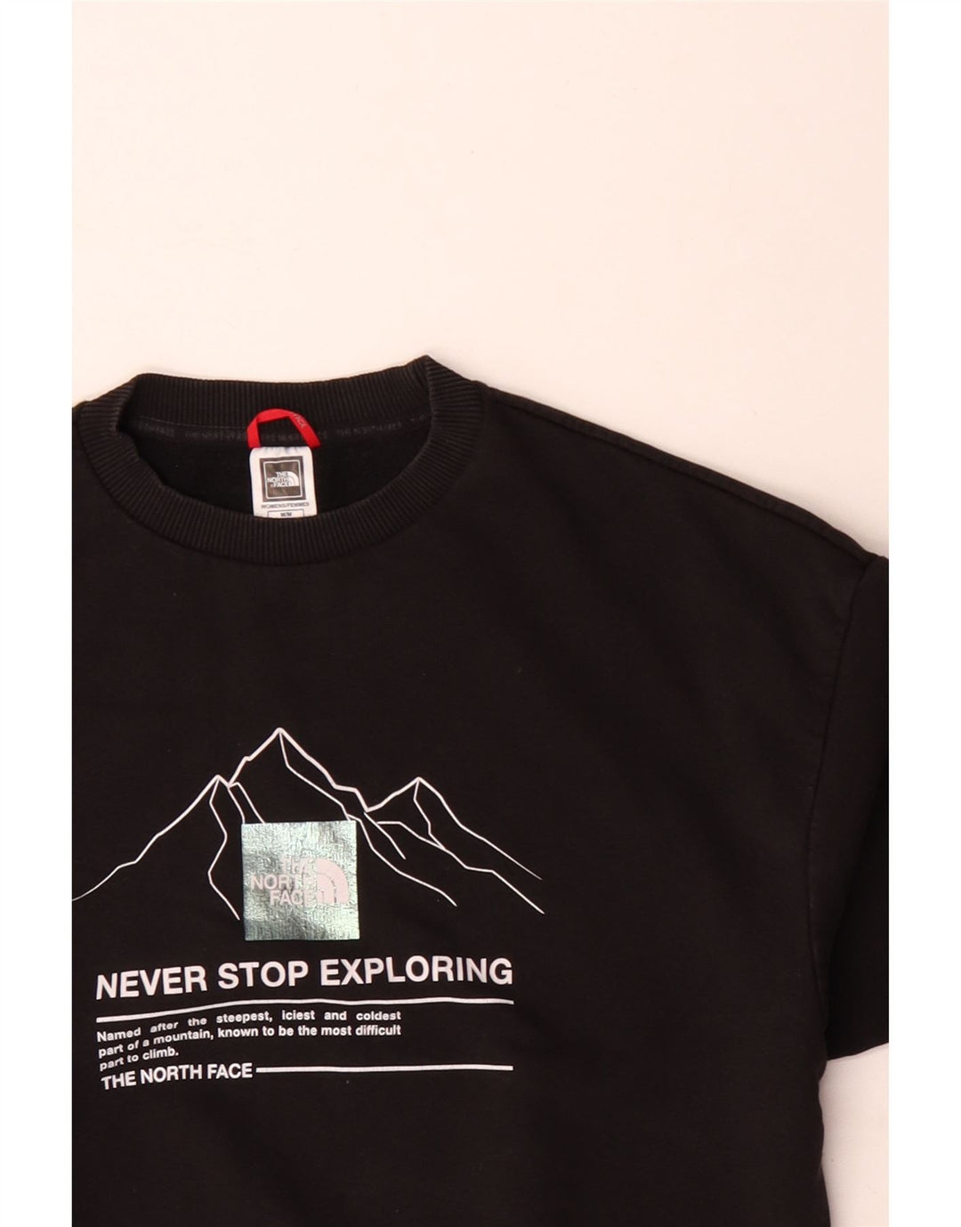 The North Face Dame Grafisk Sweatshirt Jumper UK 14 Medium Sort Bomuld