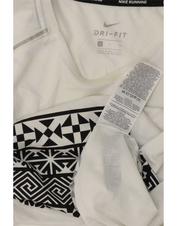 Nike Herre Dri Fit T-shirt Top Lille hvid geometrisk polyester