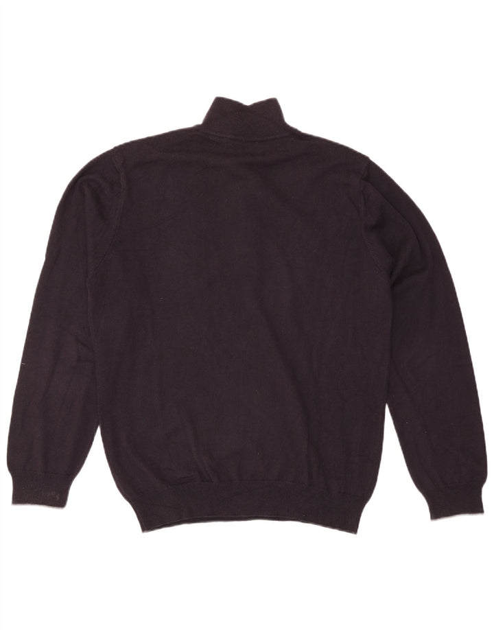 Trussardi Jeans Herre Button Neck Jumper Sweater Medium Navy Blue