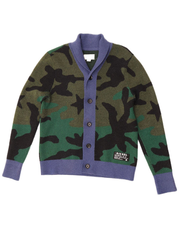 Diesel Boys Cardigan Sweater 11-12 År Grøn Camouflage Uld