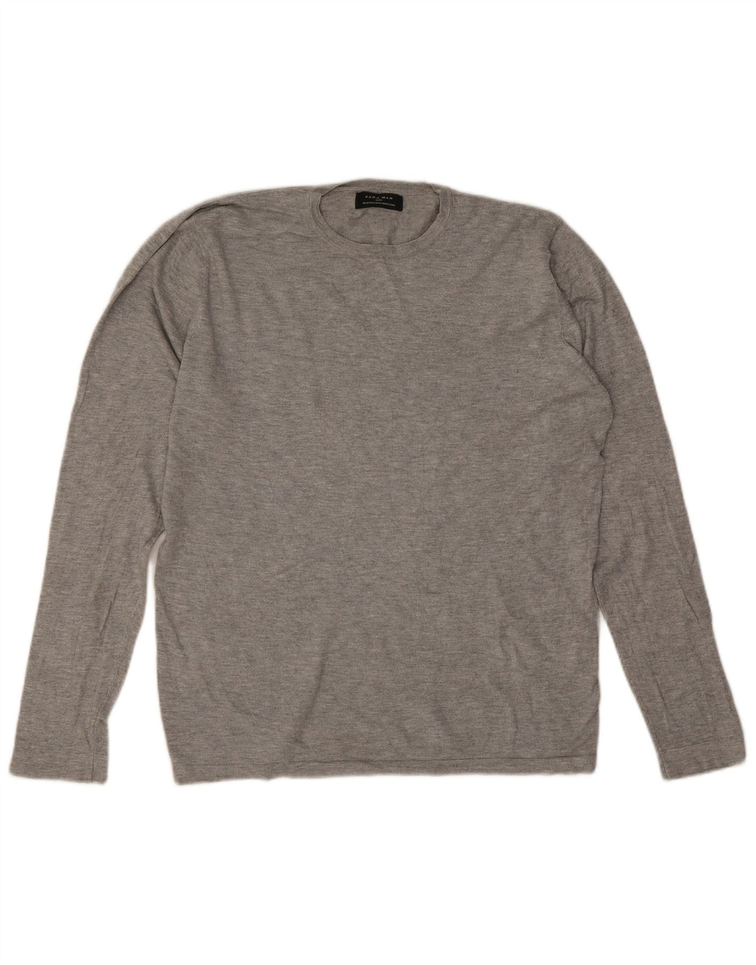 Zara Herre sweater med rund hals, mellemgrå viskose