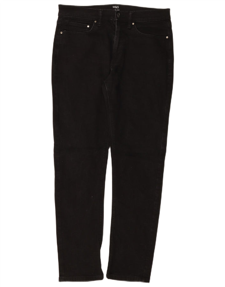 Marks & Spencer Herre Regular Slim Jeans W32 L31 Sort Bomuld