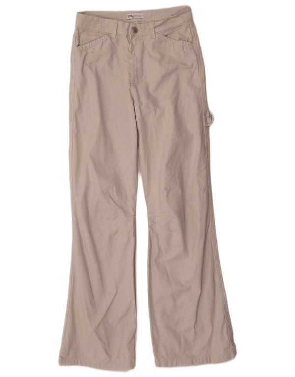 Zara Womens Carpenter Flare Casual Bukser EU 36 XS W26 L32 Grå Bomuld
