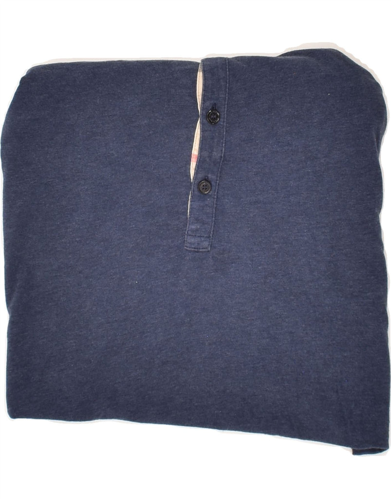 BURBERRY Mens Long Sleeve Polo Shirt XS Navy Blue Cotton Vintage Burberry and Second-Hand Burberry from Messina Hembry 