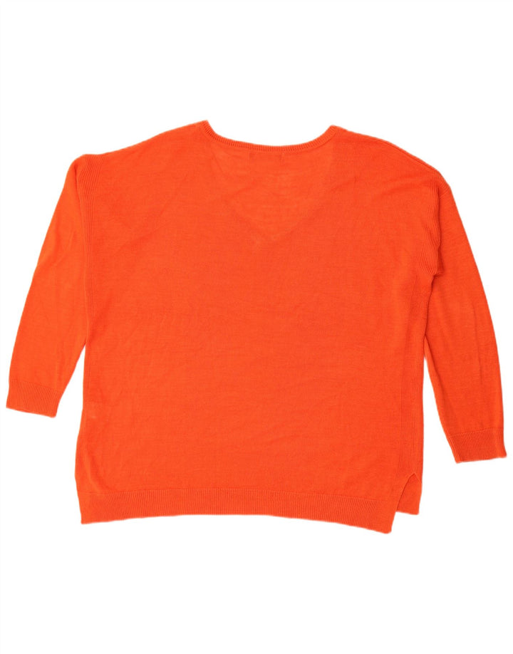 Marks & Spencer Dame Oversized V-hals sweater UK 14 Large Orange