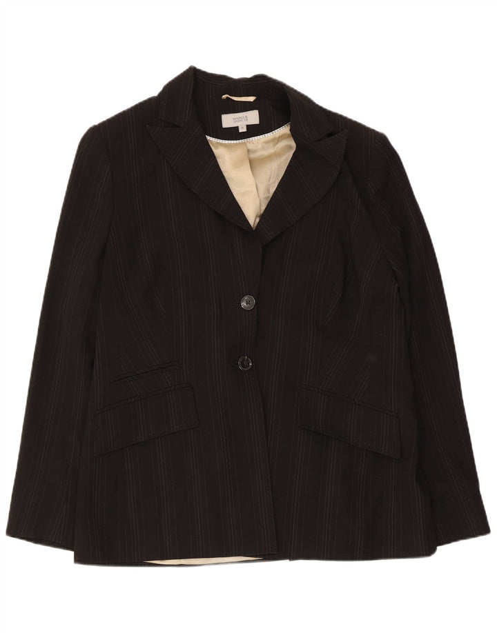 Marks & Spencer Dame 2-knaps blazerjakke UK 16 Stor sort stribet