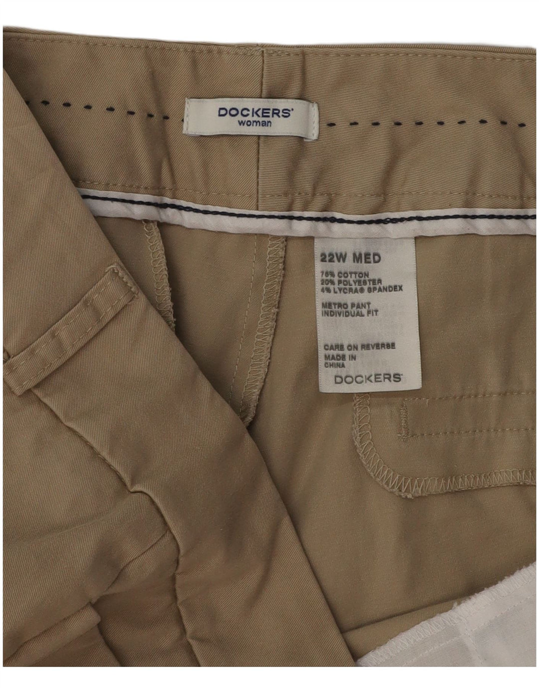 DOCKERS Lige fritidsbukser til kvinder US 22 3XL W42 L30 Beige Bomuld