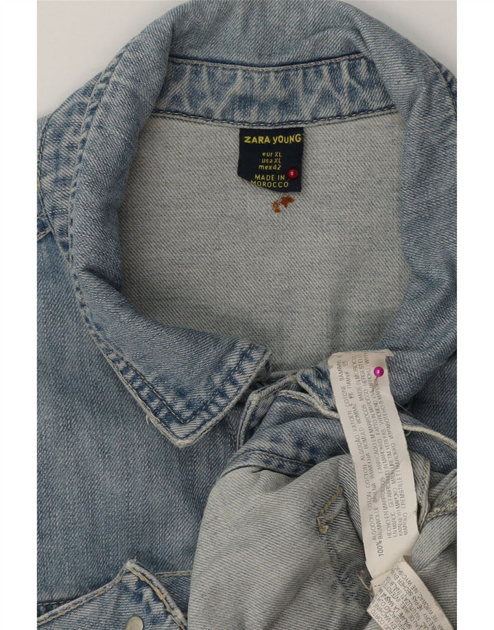 ZARA Denimjakke til mænd UK 42 XL Blå Bomuld