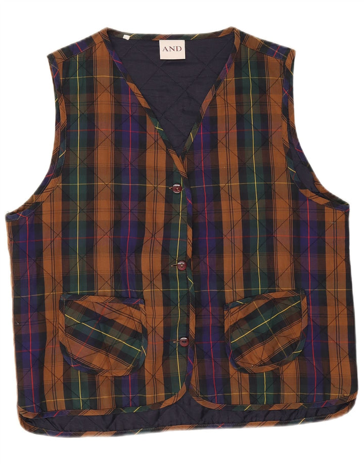 And Womens Quilted Gilet UK 14 Large Multicolored Check