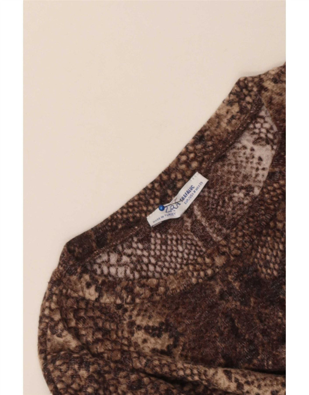 Zara Dametop 3/4 ærmer UK 14 Medium Brown Animal Print