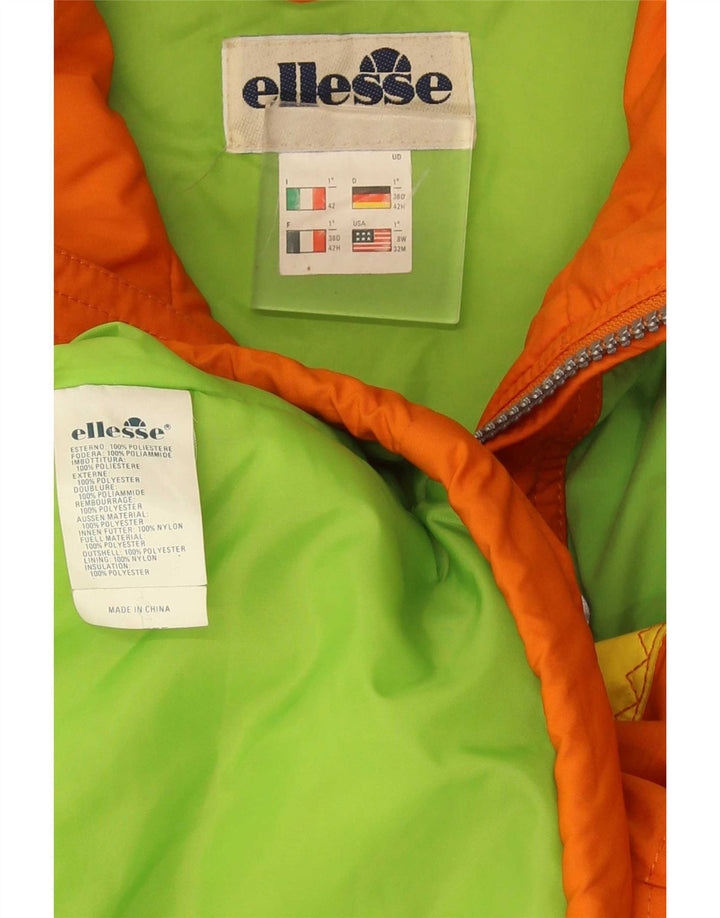 Ellesse Dame Hætte Oversized Skijakke IT 42 Medium Orange Colourblock
