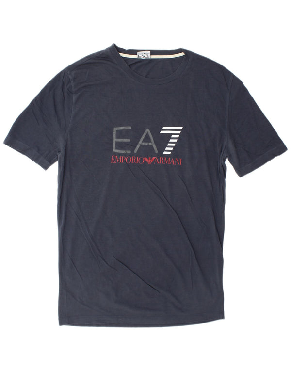 Emporio Armani Herre grafisk T-shirt top XL marineblå bomuld