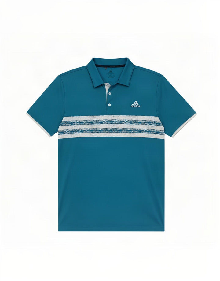 Adidas Polo Shirt til mænd, stor blå stribet polyester