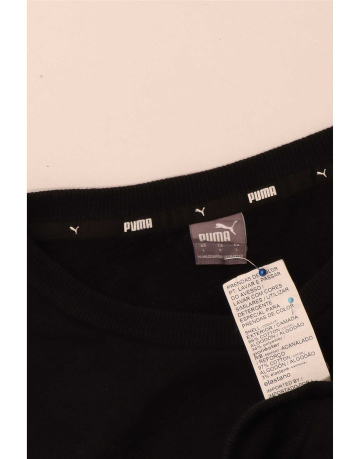 Puma Graphic Sweatshirt Jumper UK 14 Stor sort bomuld