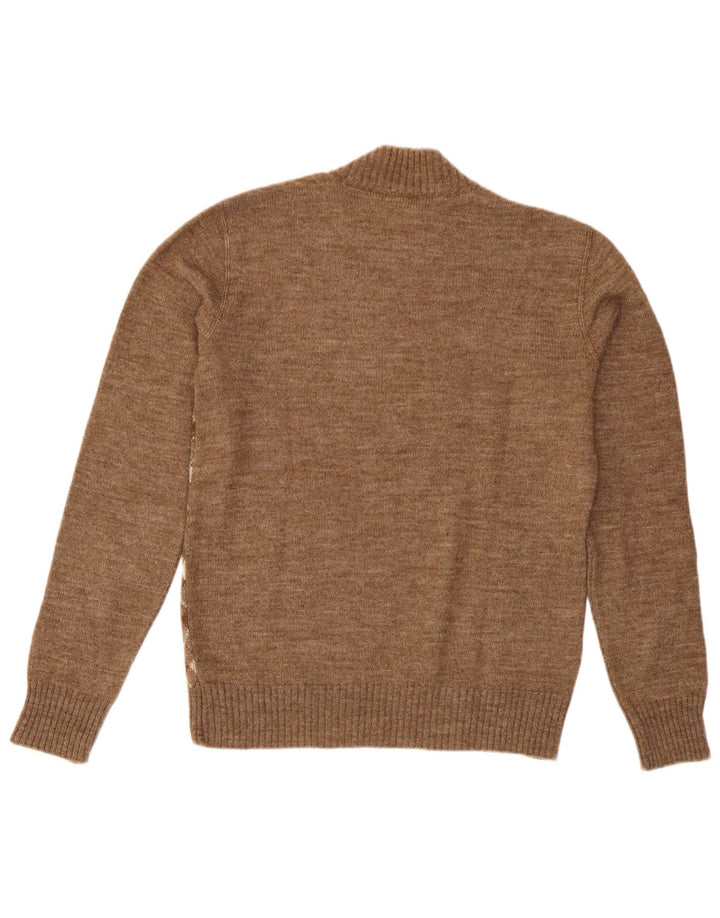 Vintage Dame Turtle Neck Jumper Sweater UK 16 Large Brown Argyle/Diamond
