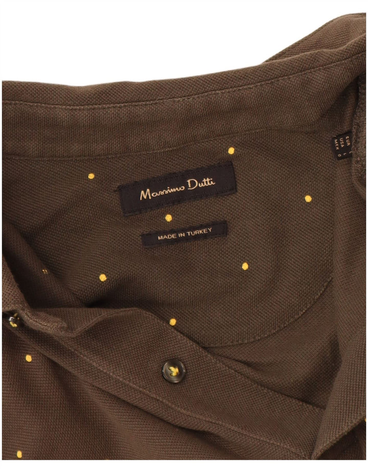 Massimo Dutti Herre Polo Shirt Large Khaki Spotted