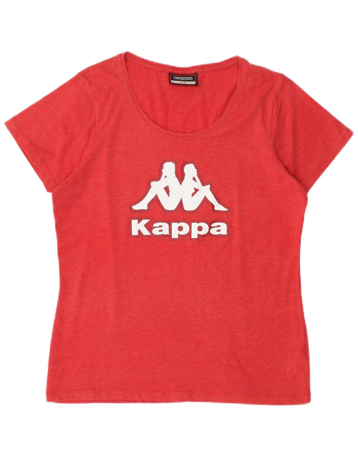 Kappa Dame Grafisk T-Shirt Top IT 44 Medium Rød Bomuld