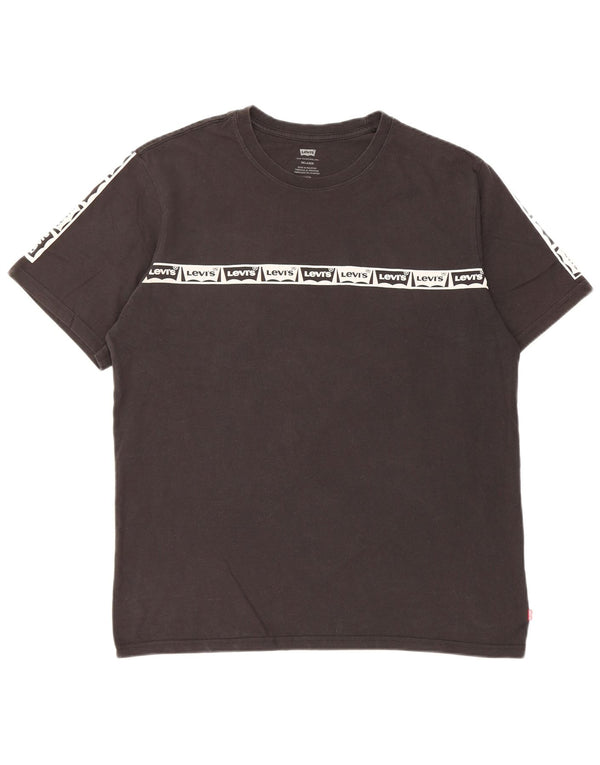 Levi's Herre Larston Relaxed Fit Grafisk T-Shirt Top Medium Sort Bomuld