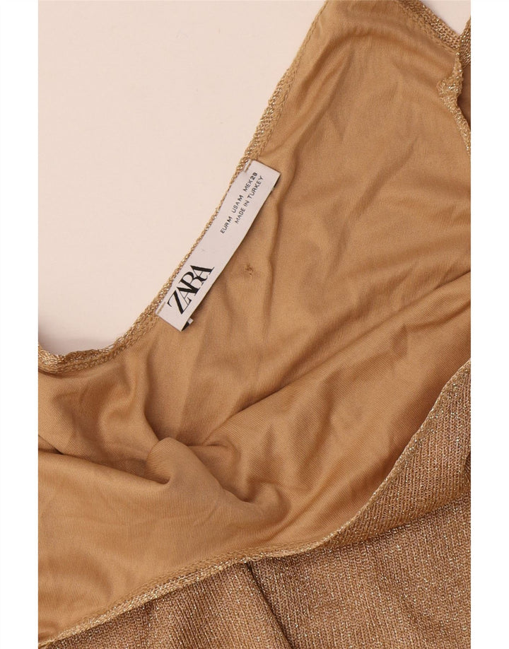 Zara Womens Slip Dress UK 12 Medium Gold Polyester