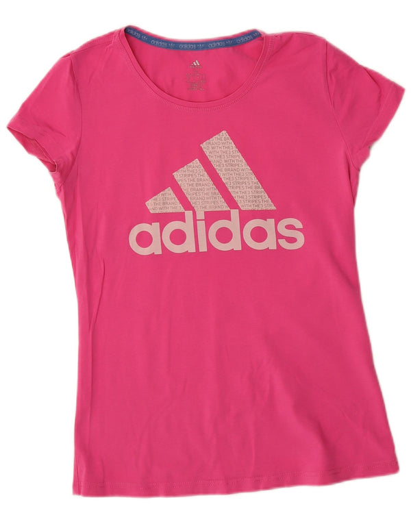 Adidas Dame Climalite Grafisk T-Shirt Top UK 12 Medium Pink