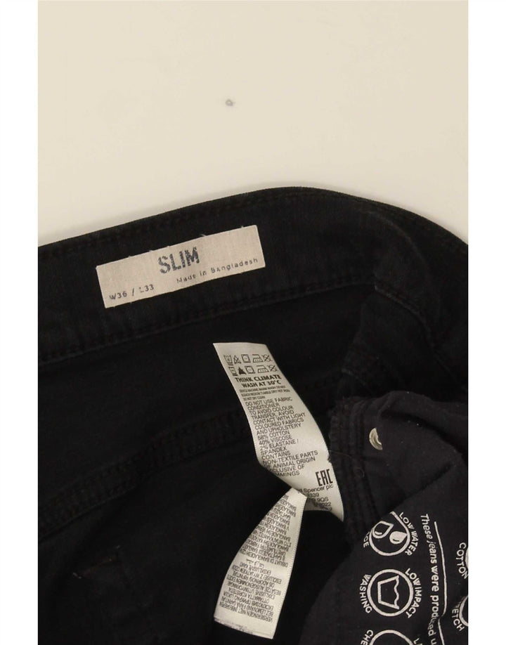 Marks & Spencer Herre Slim Jeans W36 L33 Sort Bomuld