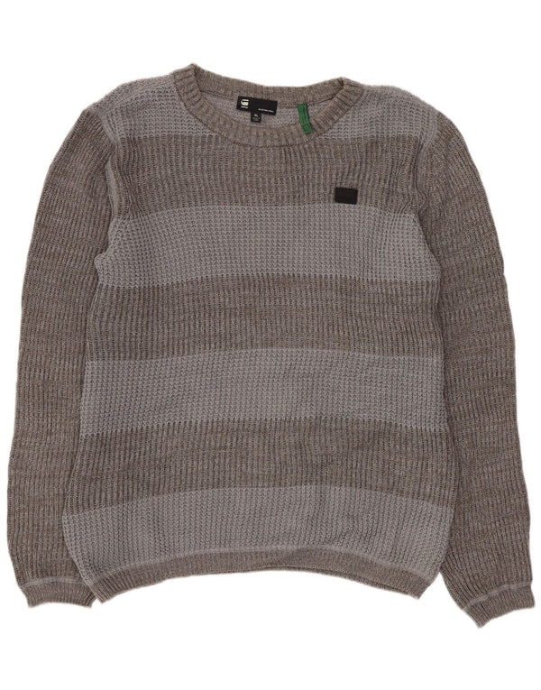 G-Star Herre Boat Neck Jumper Sweater XL Grå Colourblock Bomuld
