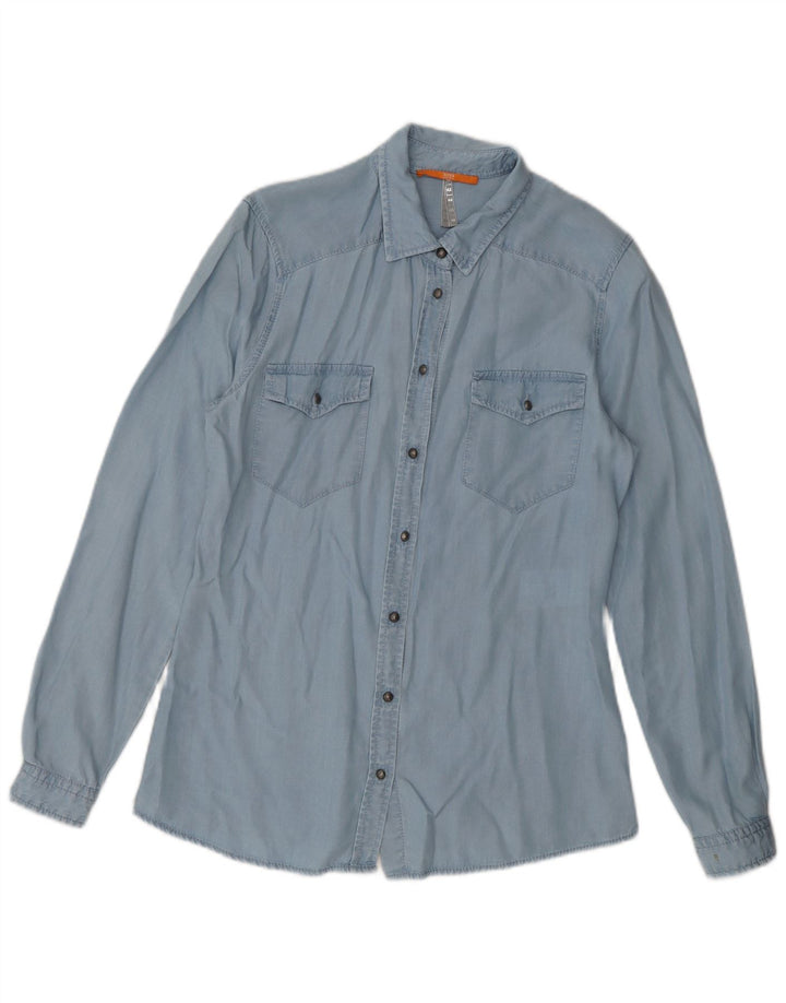 Hugo Boss Oversized skjorte til kvinder UK 6 XS Blå Lyocell