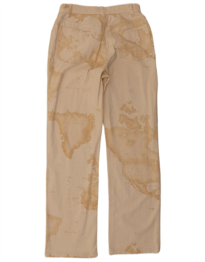 ALVIERO MARTINI kvinders abstrakt mønster fritidsbukser W28 L30 Beige