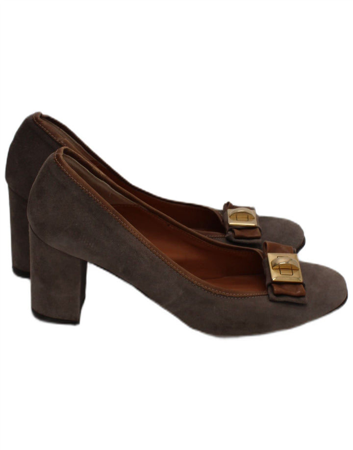 Napoleoni Dame Ruskind Pump Heels UK Størrelse 5 Grå Læder