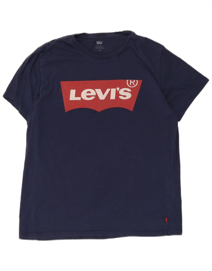 Levi's Herre grafisk T-shirt Top Stor marineblå bomuld