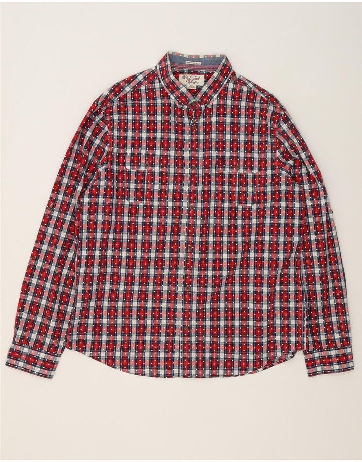 Penguin Heritage Slim Fit skjorte 2XL rød ternet bomuld