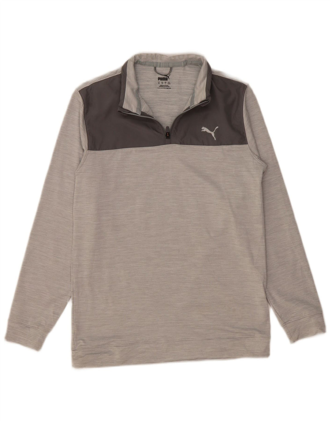 PUMA Sweatshirt med lynlås til mænd, lille grå farveblok polyester