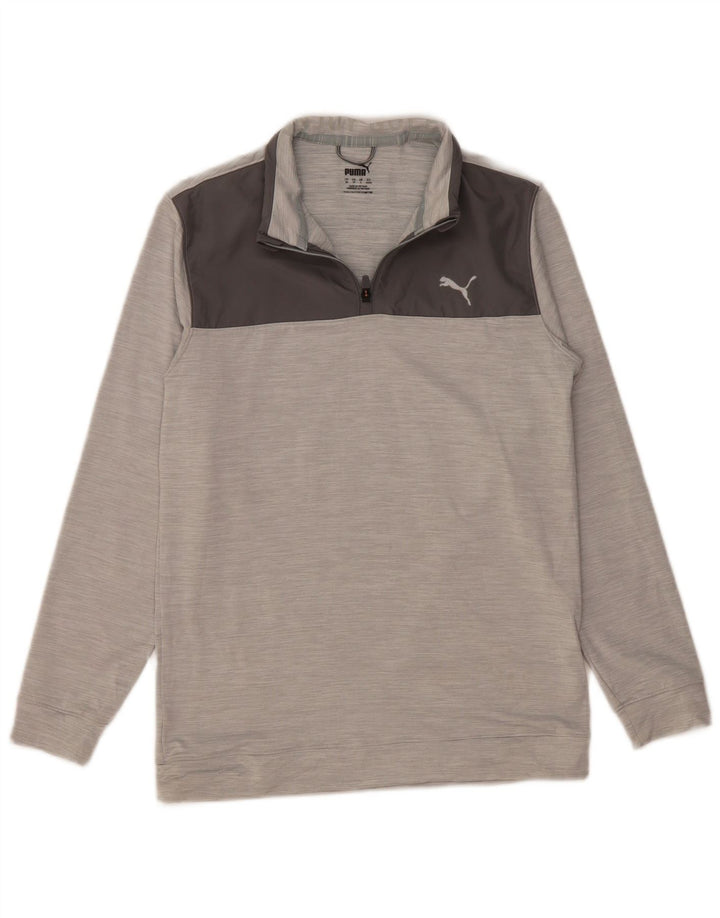 PUMA Sweatshirt med lynlås til mænd, lille grå farveblok polyester