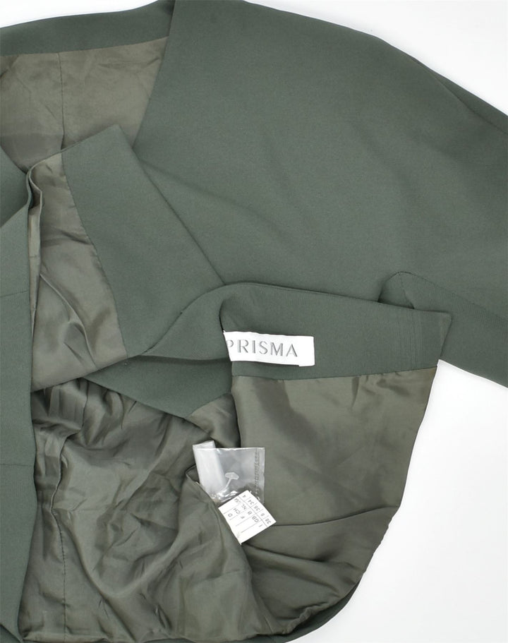 PRISMA Womens 3 Button Blazer Jacket UK 8 Small Green Polyester | Vintage | Thrift | Second-Hand | Used Clothing | Messina Hembry 