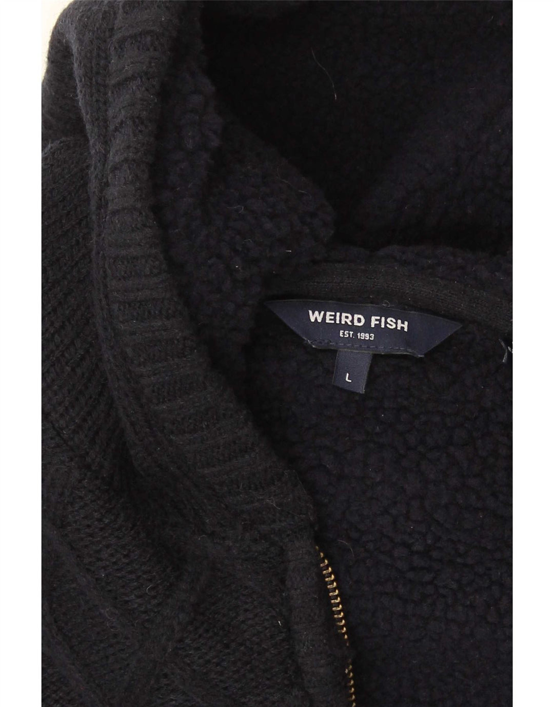 Weird Fish Herre hætte cardigan sweater Stor marineblå akryl
