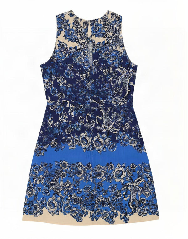 Desigual Dame Ærmeløs A-Line Kjole EU 38 Medium Blue Floral Viscose