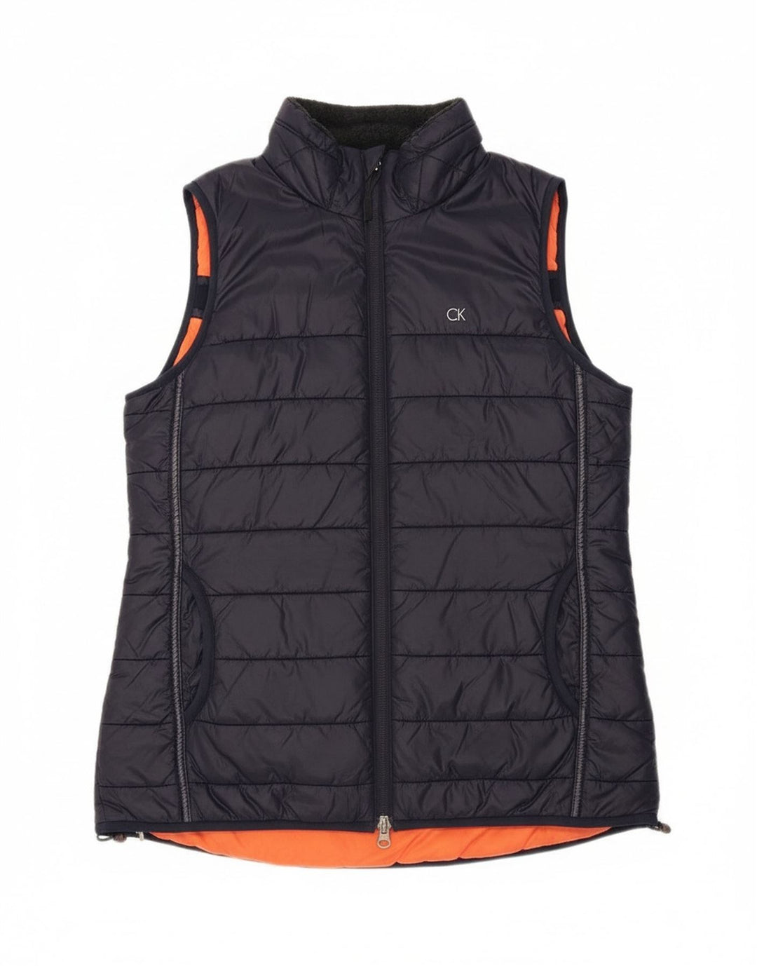 Calvin Klein Dame Gilet UK 10 Small Navy Blue Nylon