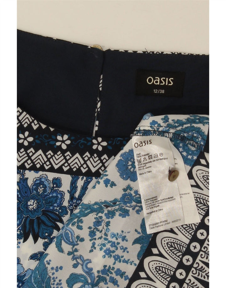 Oasis Dame ærmeløs bluse Top UK 12 Medium Blue Floral Polyester