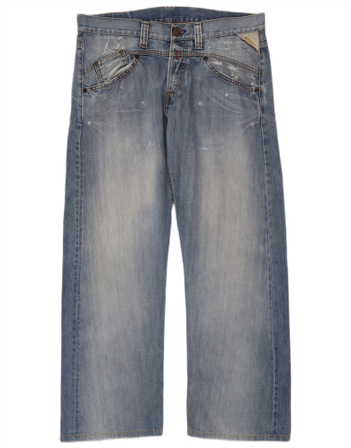 Replay Herre Distressed Straight Jeans W34 L30 Blå Bomuld