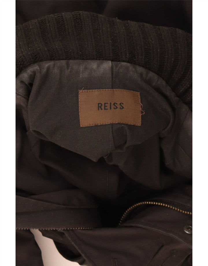 Reiss Herre Hooded Windbreaker Jacket UK 36 Small Black Polyester