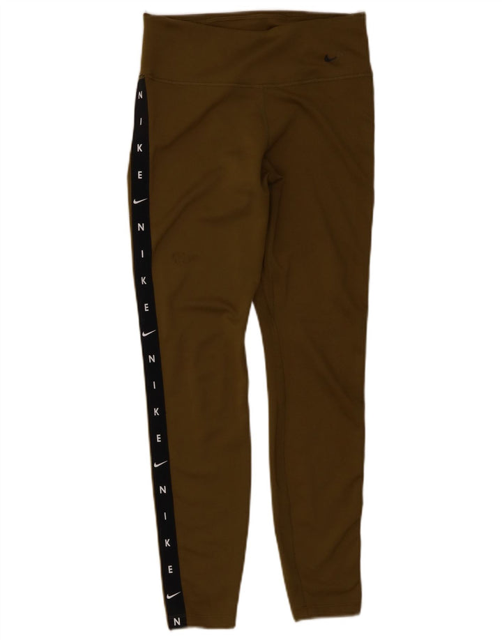Nike Dame Dri Fit Grafiske Leggings UK 10 Lille Grøn