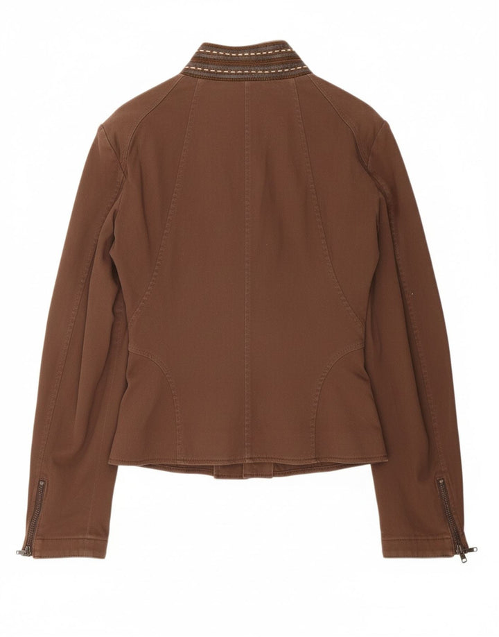 ROCCOBAROCCO Womens Bomber Jacket IT 46 Large Brown Cotton