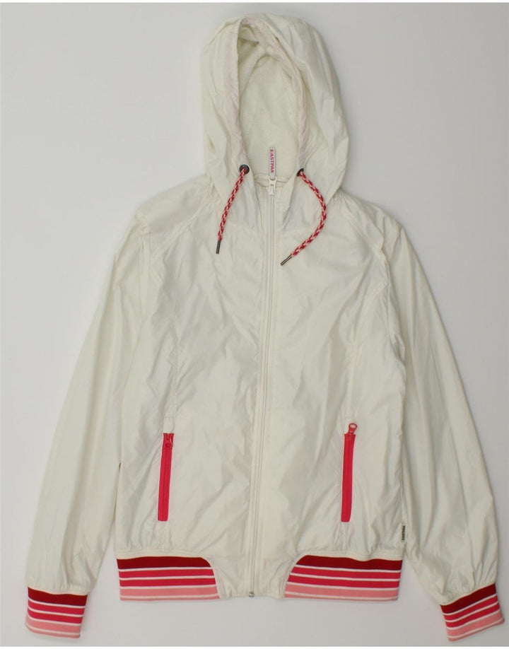 EASTPAK Womens Hooded Rain Jacket UK 10 Small White Polyester Vintage Eastpak and Second-Hand Eastpak from Messina Hembry 