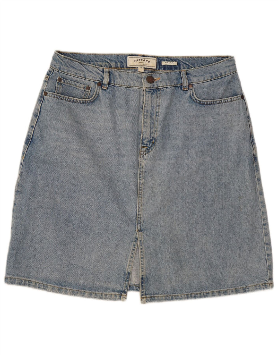 Fat Face Dame Denim Nederdel UK 14 Large W32 Blue Cotton