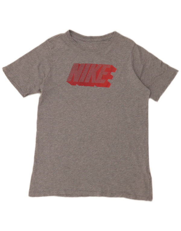 Nike piger grafisk t-shirt top 13-14 år XL grå flækket bomuld