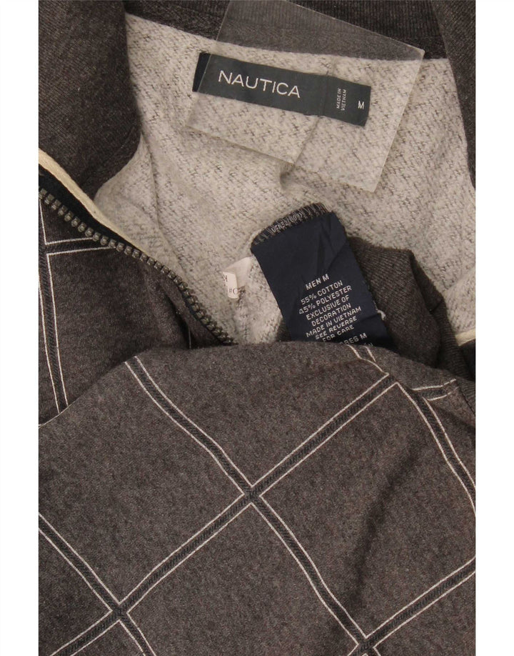 Nautica sweatshirt med lynlås til mænd mellem grå ternet bomuld